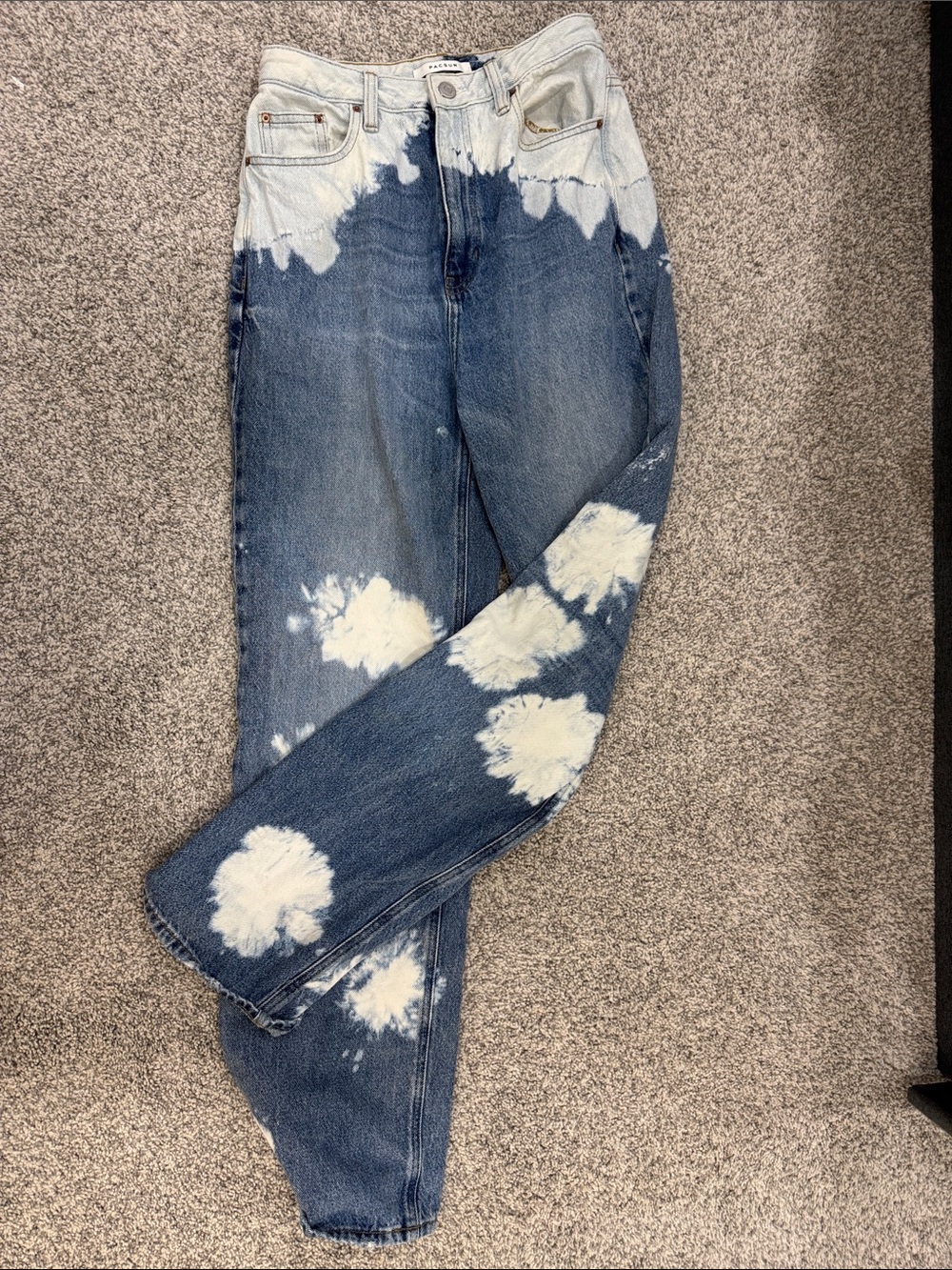 PacSun Indigo Blue & White High-Rise Women's Jeans